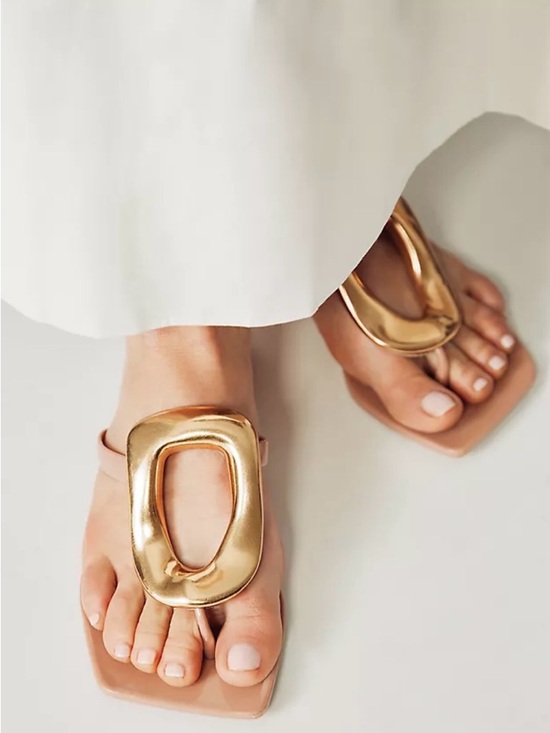22. I.N.C. International Concepts Yadira Open-Toe Flat Sandals Gold/Nude NEW